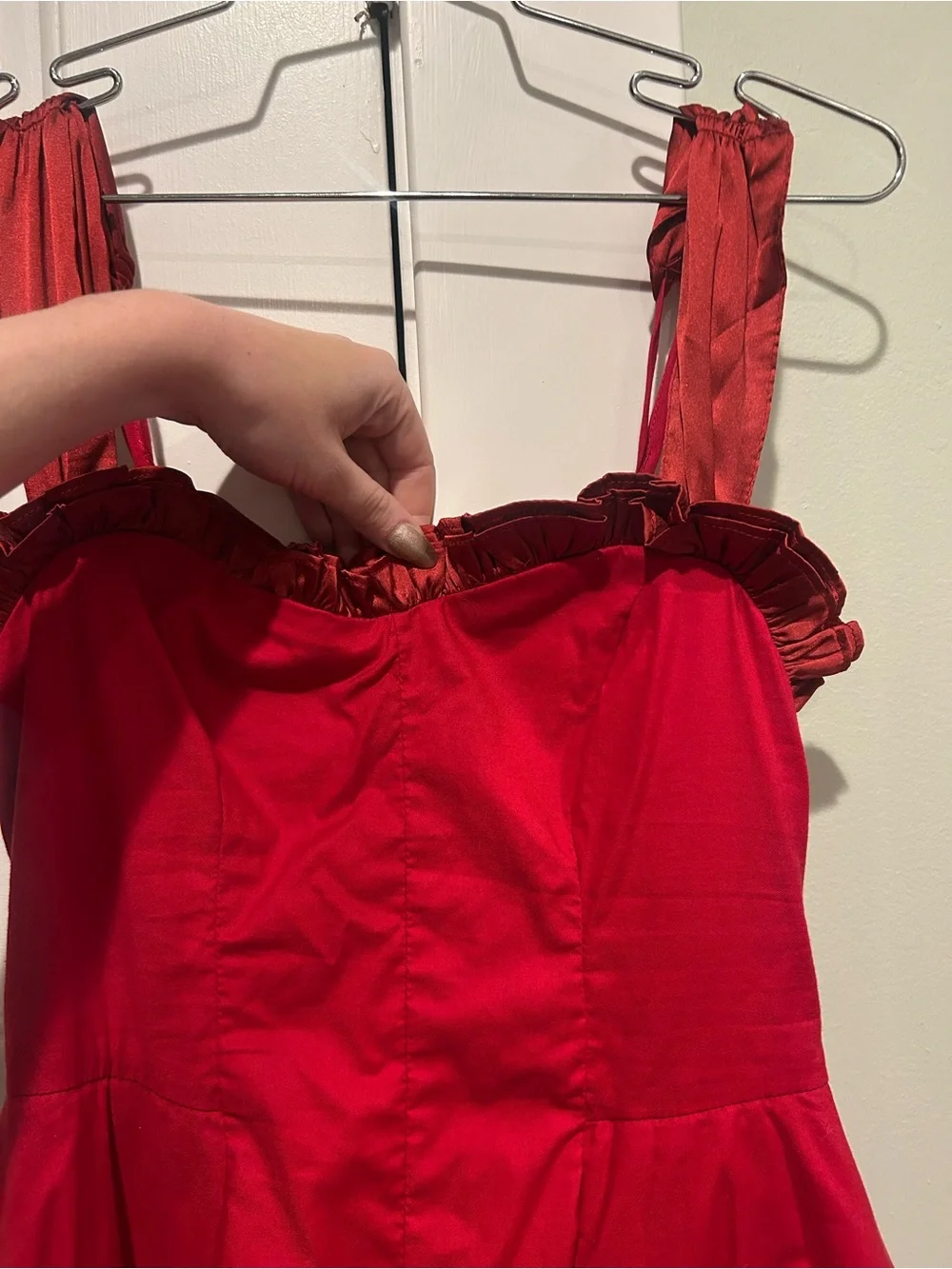 Free People Red Ruffle-Trim Mini Dress